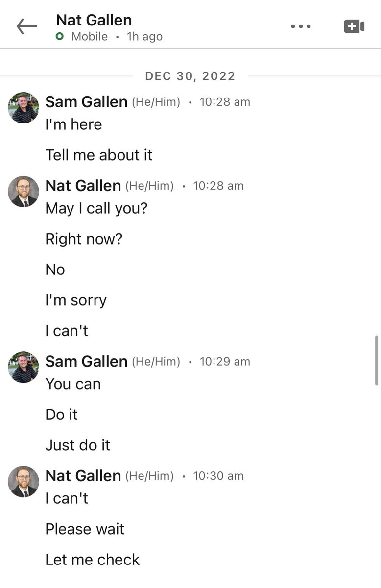 SJGallen's tweet photo. A few times a year, @Natgallen1 and I have full conversations using LinkedIn’s suggested words and phrases. Highly recommend! https://t.co/sa6xW0h6Fp