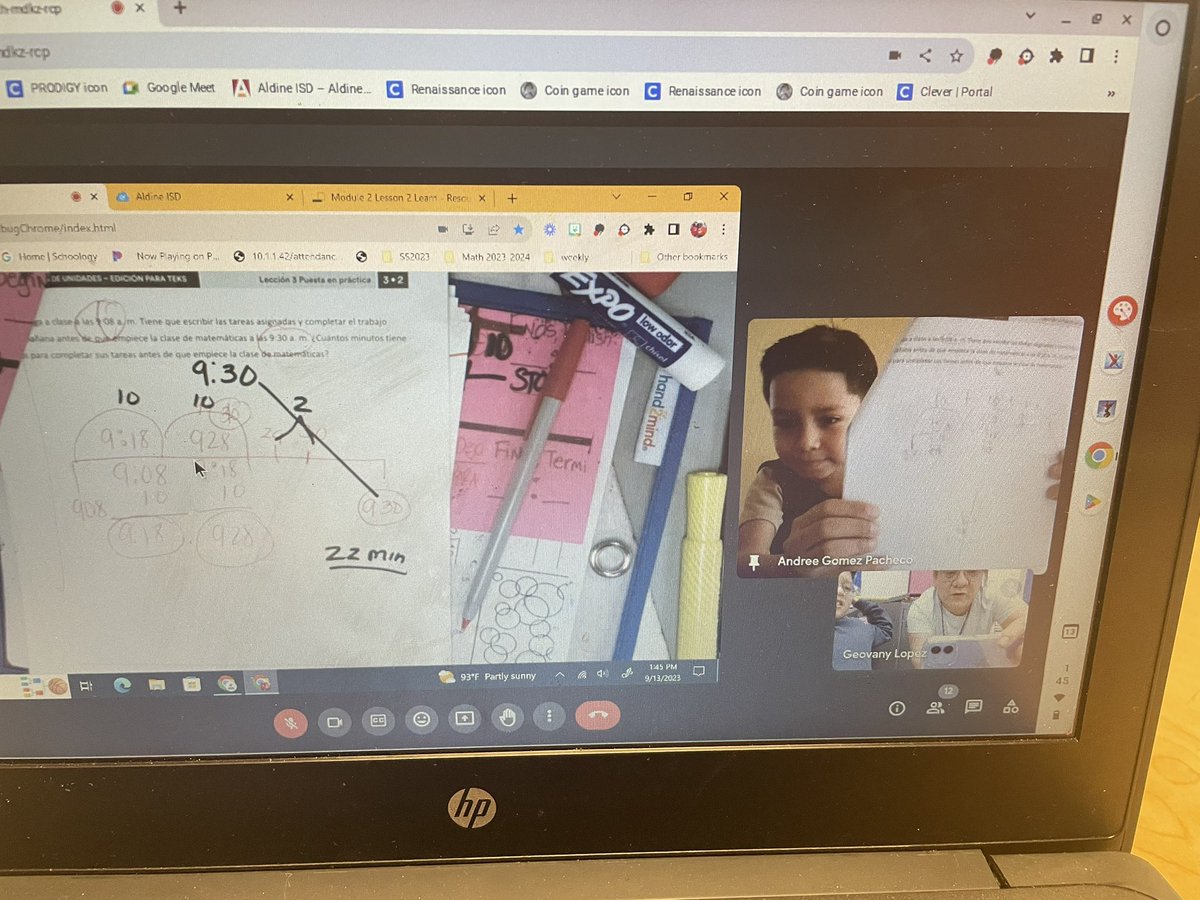 Big shout out to my student! At home ill for a week and mom makes sure to pick up work! We go on Google meets everyday so he got on to be part of the class and not get behind math! #MyAldine @StephensES_AISD @MaritzaArcos8 @drgoffney