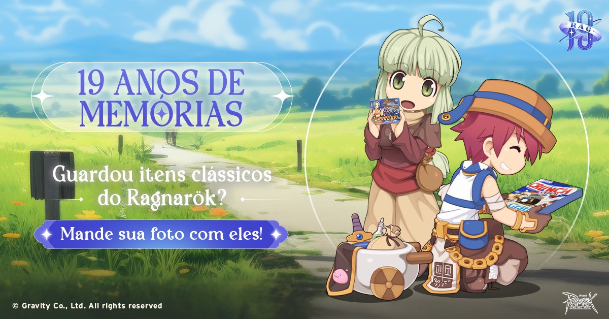 Rag_Online_BRO's tweet photo. 🎉🎈 NOSSO ANIVERSÁRIO JÁ CHEGOU! 🎈🎉
E queremos saber, QUAIS MEMÓRIAS DO RAG VOCÊ TEM EM CASA? Poste uma foto da sua raridade com a #minhalembrancadorag e vamos fazer um mural em nossas redes com alguns dos seus itens mais bacanas!
#RagnarokOnlineBr
#RAG19 https://t.co/BL7HA9xyrD