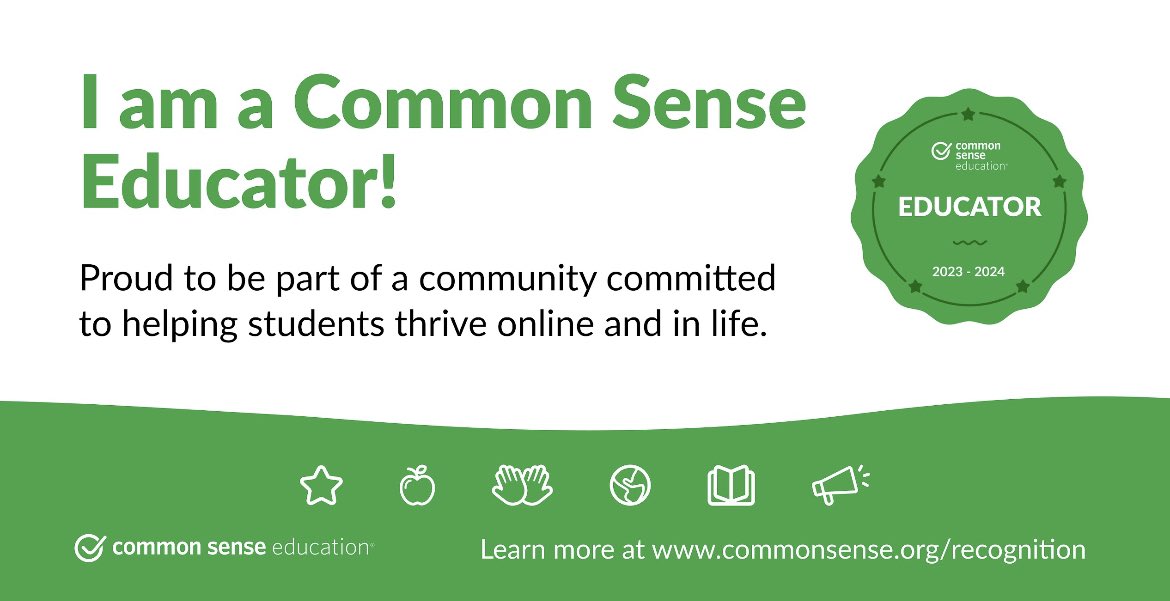 Another year of being a Common Sense Educator. Reach out to <a href="/CarlySapp4/">Carly Sapp</a> or myself to learn how you can too! <a href="/CommonSenseEd/">Common Sense Education</a> @RUSD_Instr_Tech