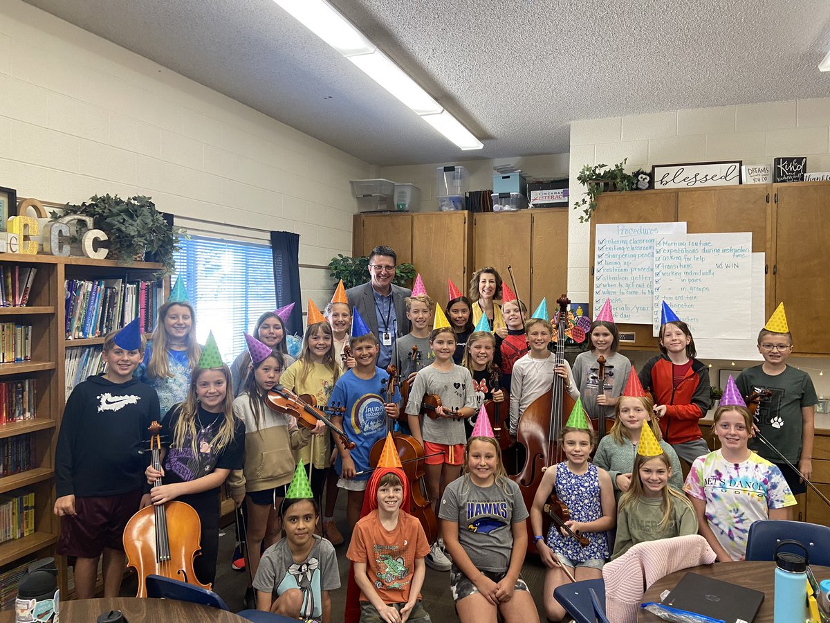 MrsSChaussee's tweet photo. Having @BismarckSchools superintendent Dr Fastnacht come in to our class today to read was amazing!! Finding out it was his birthday and the kids wanting to play “Happy Birthday” on the orchestra instruments and have a party? Even better!! #learnbps @ndcardinal @HighlandAcres https://t.co/HQYDkDgpbx