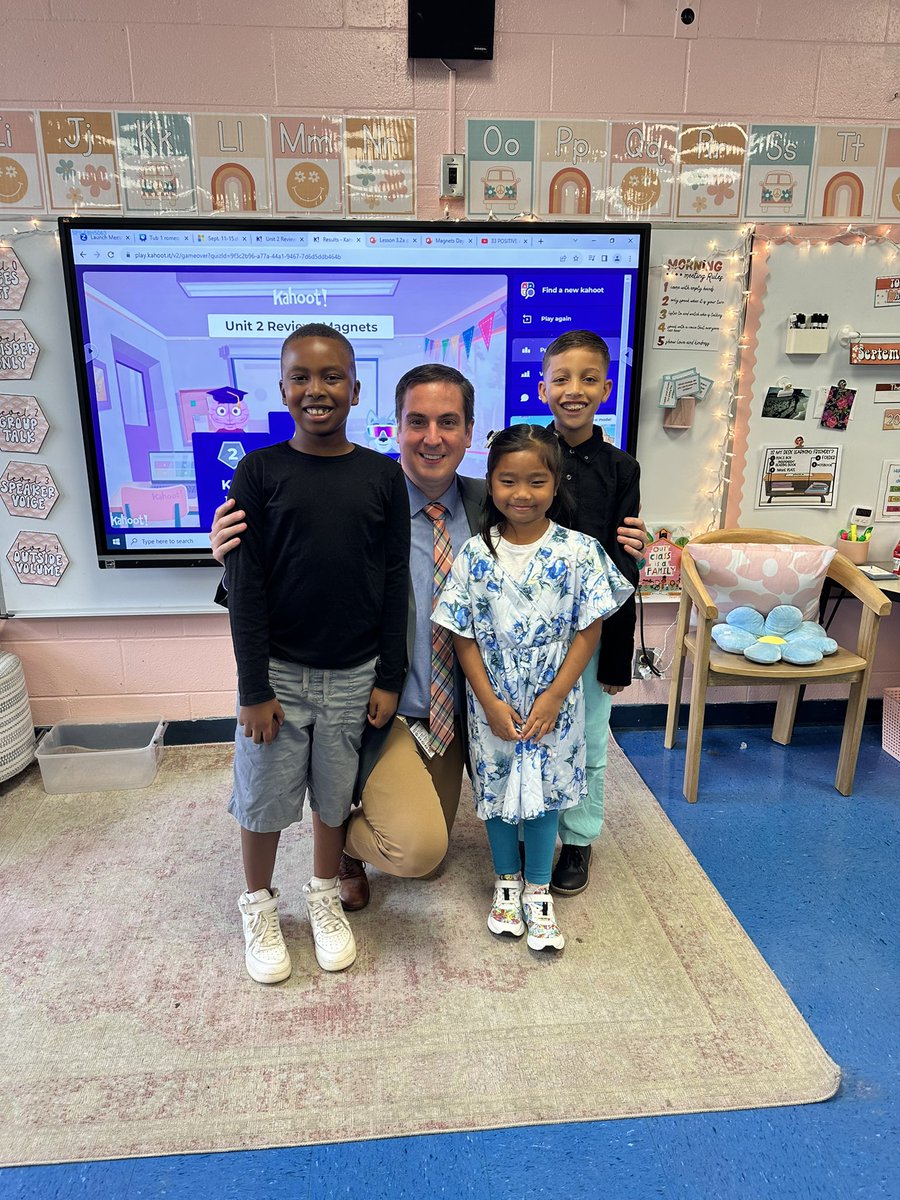 Today my magnet knowledge was put to the test by the 3rd graders in Mrs. Black’s room. These 3 knocked me off the <a href="/Kahoot/">Kahoot!</a> podium on the last question!😩 I think they are ready for their test tomorrow. <a href="/SmyrnaPrimary/">Smyrna Primary</a> #principalsinaction