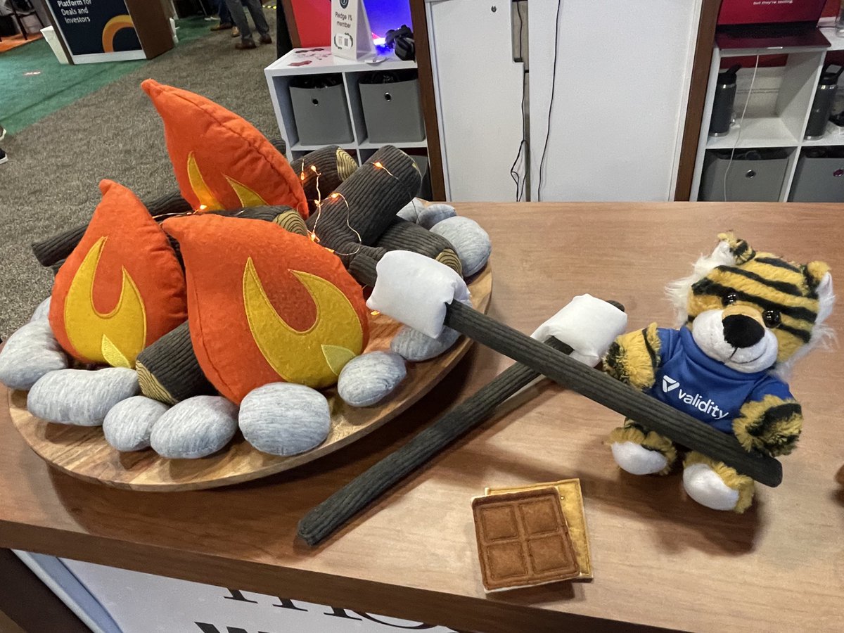 With all the trailhead and campground theme at #DF23 Validity Tiger couldn’t help but take a break to make some s’mores. ⁦<a href="/TrustValidity/">Validity</a>⁩
