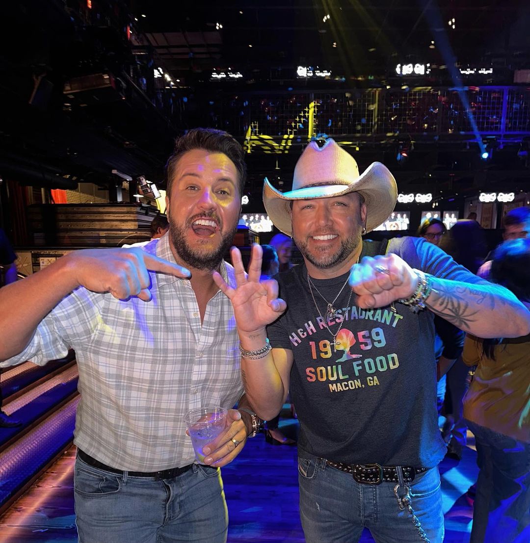 Jason Aldean (@jason_aldean) on Twitter photo Congrats to by brother <a href="/lukebryan/">Luke Bryan</a> on his 30 number 1’s. Glad I got to be there to help ya celebrate buddy. 🤜🏼🤛🏼 Congrats to by brother <a href="/lukebryan/">Luke Bryan</a> on his 30 number 1’s. Glad I got to be there to help ya celebrate buddy. 🤜🏼🤛🏼