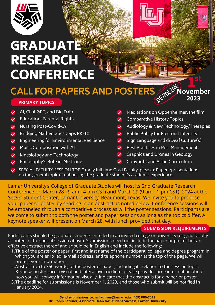 LU_GradStudies's tweet image. Grad Students and Faculty - We look forward to your submissions!
