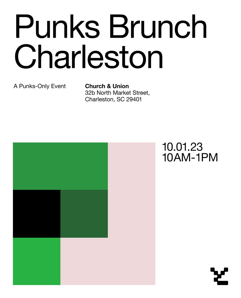 We invite you to join your fellow holders at Punks Brunch Charleston on Sunday Oct 1st @ 10AM following the <a href="/beeple/">beeple</a> Studios meetup.

Grab your tickets through Tokenproof for the brunch here: tokenproof.xyz/events/punks-b….