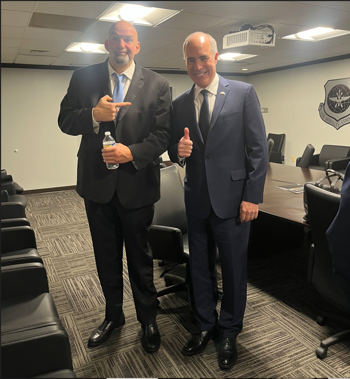 Bob_Casey's tweet photo. This might shock some of you, but I’m not always in a suit. Even more shocking, @JohnFetterman doesn’t always wear a hoodie. Here's a throwback to when John joined me on #TeamSuits https://t.co/q9XM7fxfeg