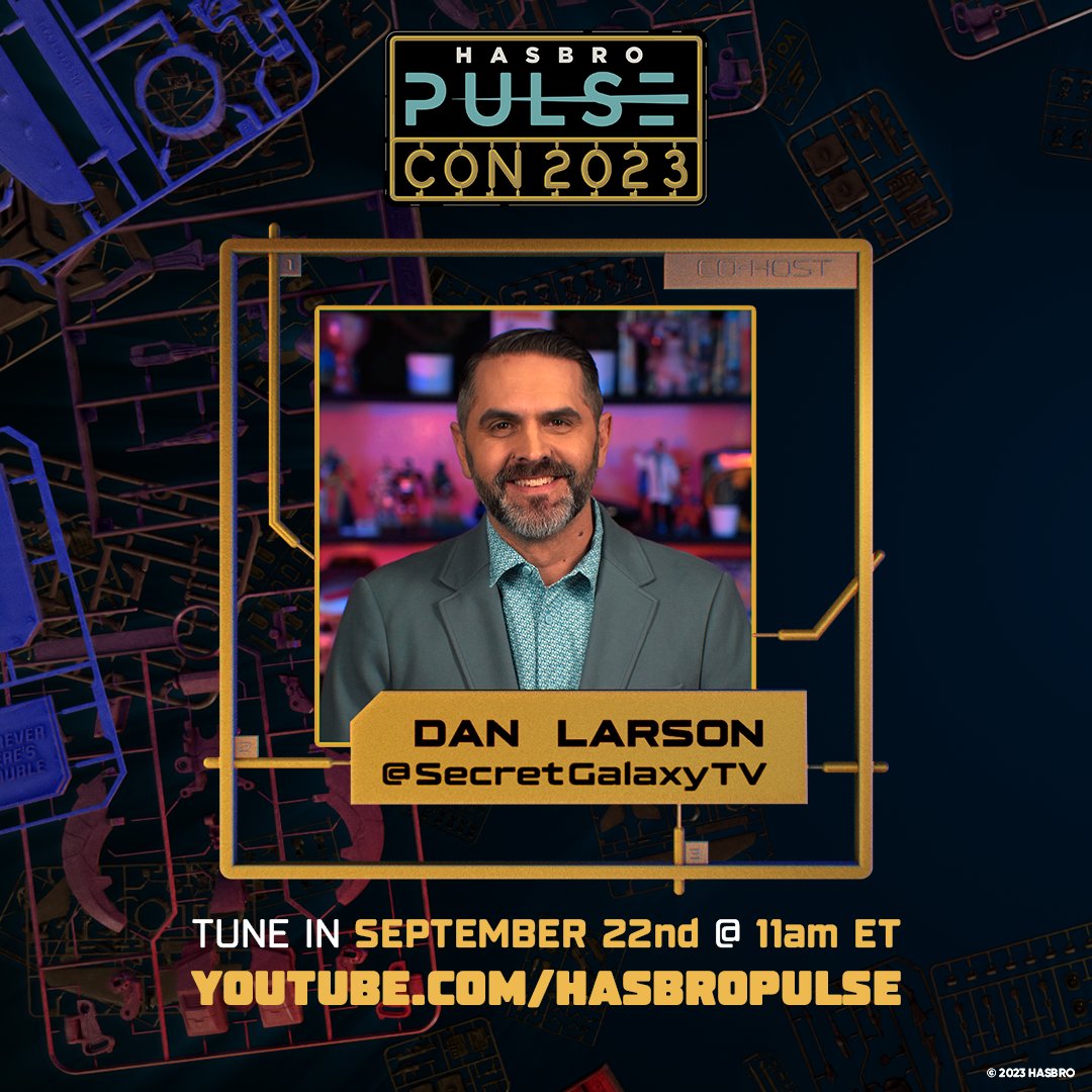 HasbroPulse's tweet image. Needing no intro to the toy community, Dan Larson (@ToyGalaxyDan) will be joining #HasbroPulse this year as the #HasbroPulseCon2023 co-host! Catch #HasbroPulseCon Friday, Sept 22 | 11am ET exclusively on our YouTube channel and join Dan to celebrate Hasbro Pulse&apos;s premiere event!
