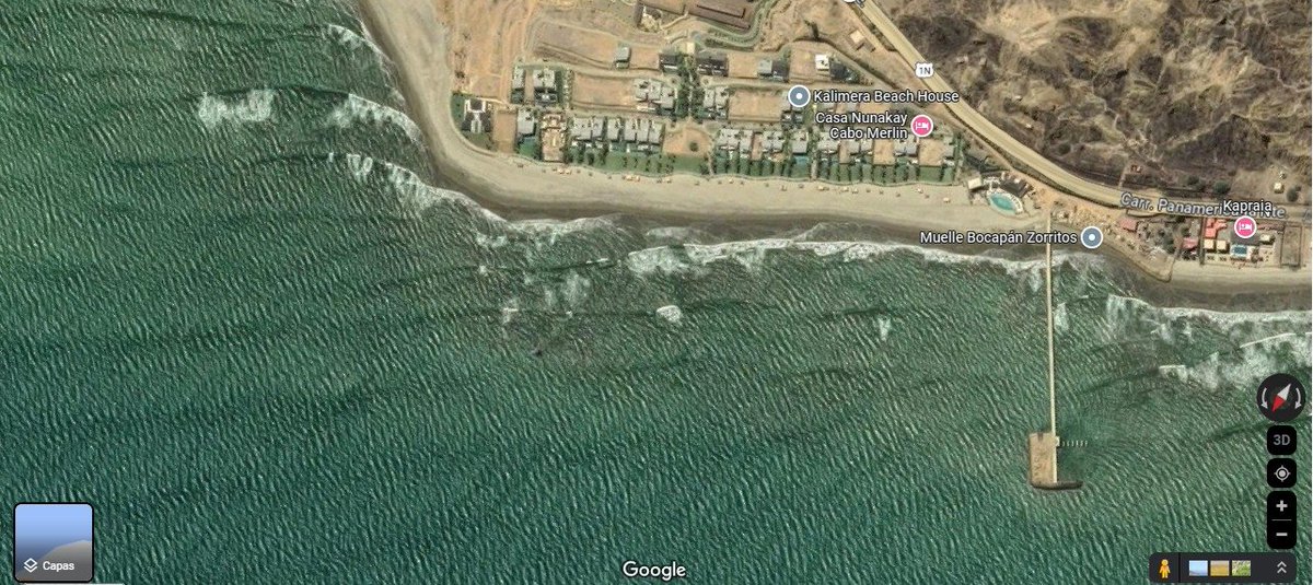 Ecocentristas's tweet photo. Tres espigones para un condominio de lujo esta desapareciendo una playa en Tumbes 🇵🇪

Vecinos de Bocapán y Los Pinos denuncian graves daños a sus propiedades por la construcción de espigones de la empresa Cabo Merlín S. A. C. la cual esta modificando la morfología de las playas. https://t.co/e4cBqA5ka7