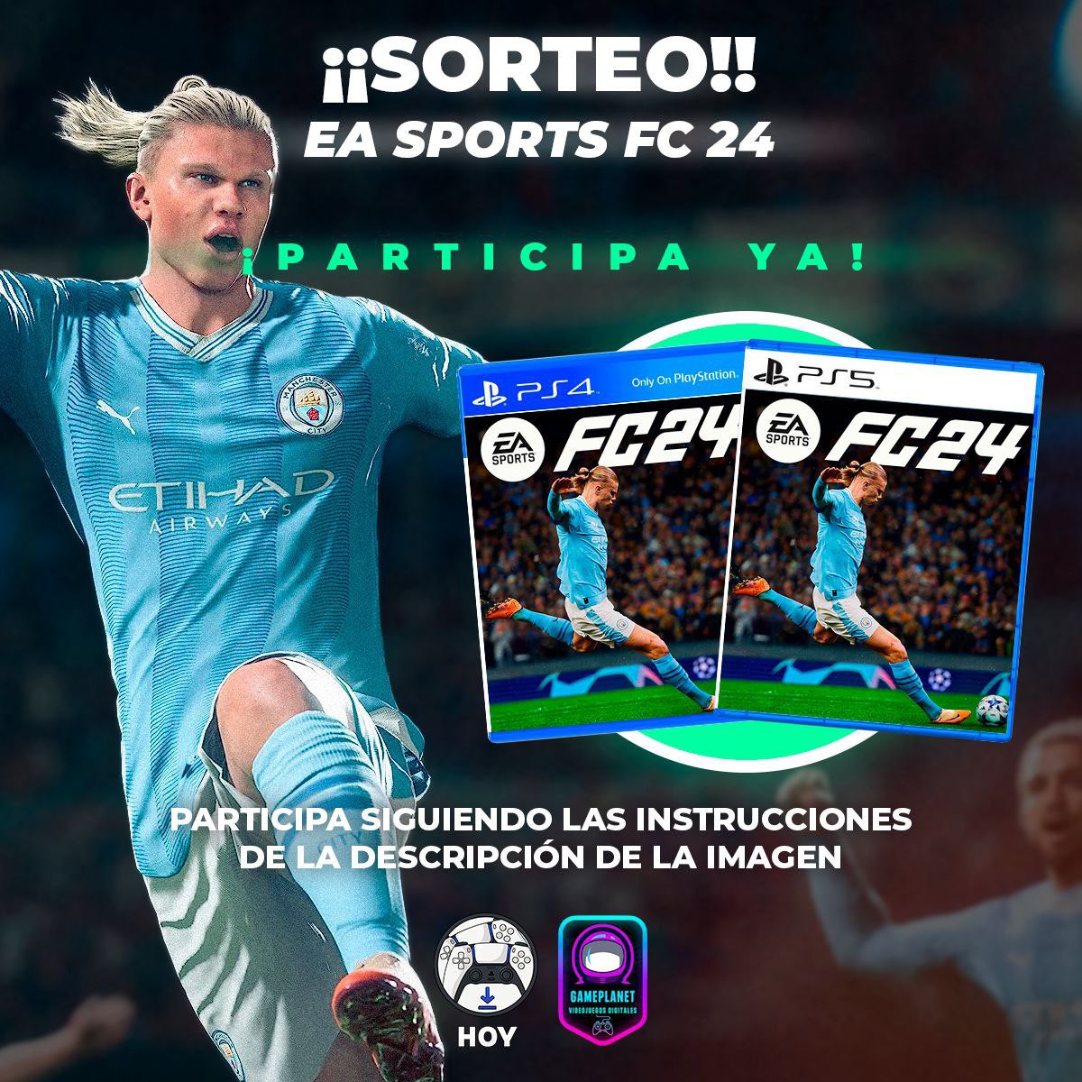 #FIFA24 ⚽☘REGALAMOS el nuevo EA SPORTS FC 24 para PS4 o PS5🎁

Requisitos para participar:
-Sigue a <a href="/LotienesHOY/">Elige tu Videojuego y lo tienes ¡HOY!</a> y a <a href="/gameplanetps/">Ofertas de Videojuegos PS4/PS5/SWITCH</a>
-Sígueme a mí 
-Da RT a este Tweet
 
El sorteo es INTERNACIONAL🌍el ganador se anunciará el día 22 de Septiembre, Suerte!🍀
#easportsfc24 #EAFC24