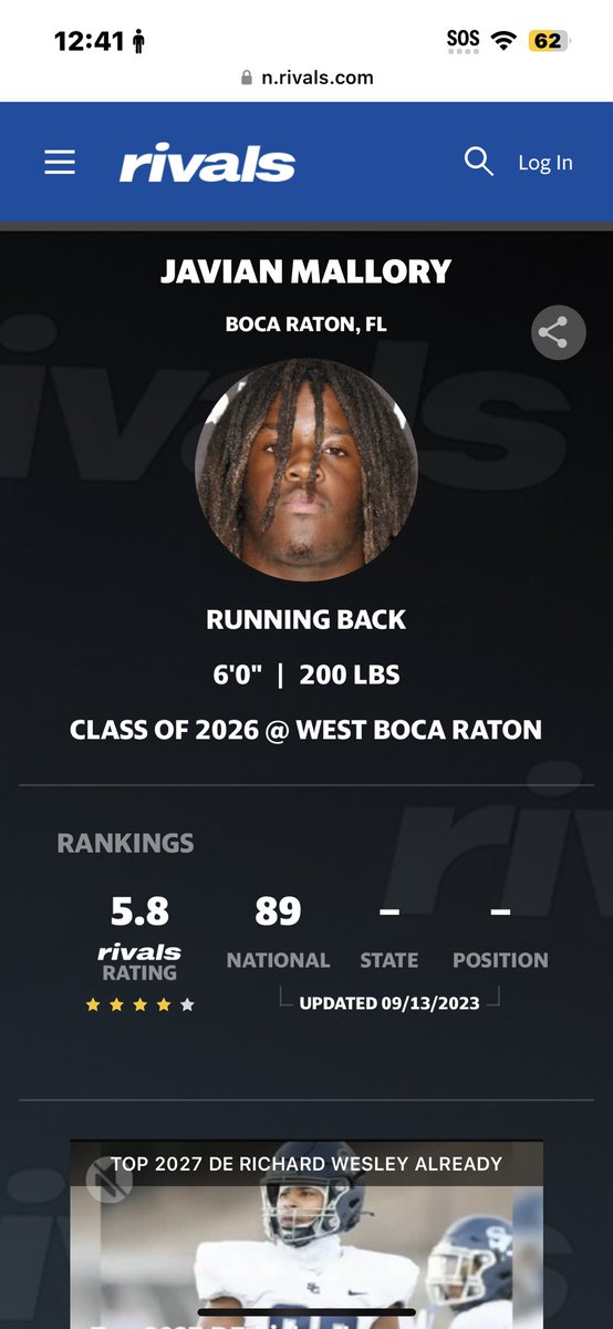 mallory_javian3's tweet photo. Blessed to be a 4⭐️ on @Rivals @RivalsFriedman @Rivals_Clint @adamgorney @TheCribSouthFLA https://t.co/bsW7RD0Hrq