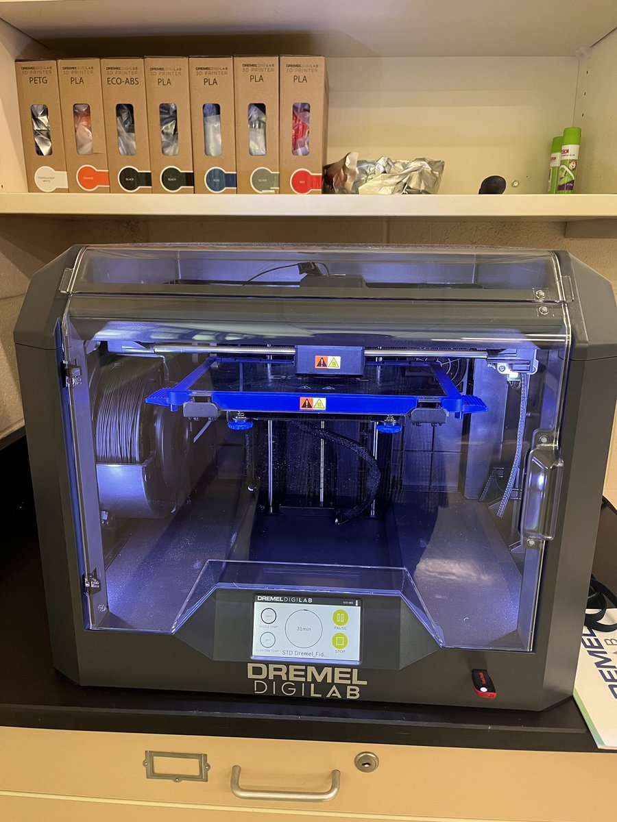 DrJMintz's tweet photo. PLTW is well underway @ESMSharks. The new 3D printer is up and running @cpolney @DrJChristie9 @esm_csd @ESMTechTeam https://t.co/Z81j4VebwV
