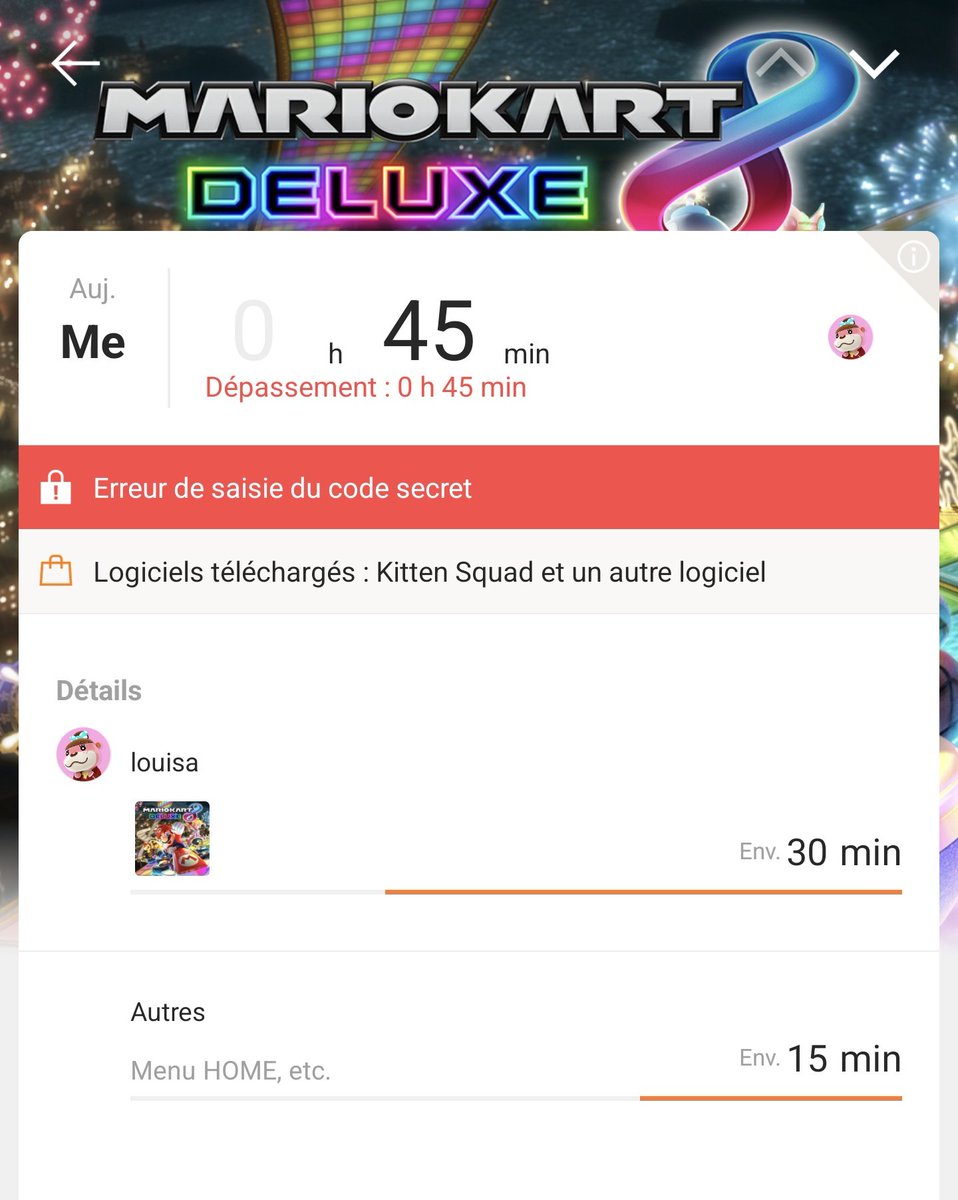 the_pb610's tweet photo. "Louisa" qui m'a volé ma Switch dans le train (cc @SNCFVoyageurs) et qui essaie de se connecter dessus, tu sera triste d'apprendre que je l'ai bloquée à distance. Hésite pas à me la rendre si tu vois ce tweet.. https://t.co/kPfNYAdUTR