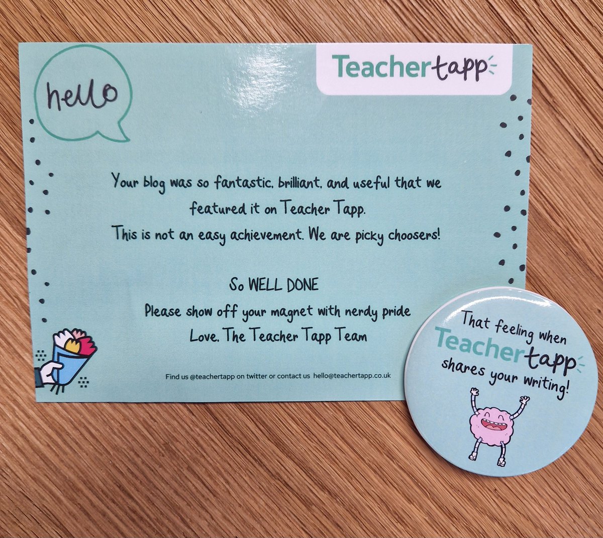 Now I know how my pupils feel when they get a commendation in assembly. Chuffed. 
My blog is headshipjourney.com if you're interested.  <a href="/WeAreCumnor/">Cumnor House School</a> @CognitaSchools <a href="/TeacherTapp/">Teacher Tapp</a>