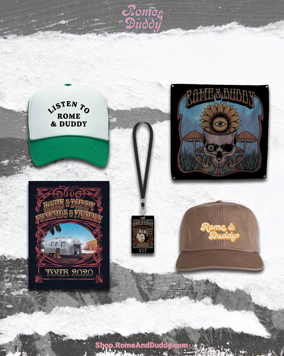 RomeandDuddy's tweet image. Looking for your feedback 📢 What's your favorite Rome &amp;amp; Duddy merch accessory? What would you like to see us come out with on the next run?
#Merch #BandMerch #MerchStore #FanFeedback