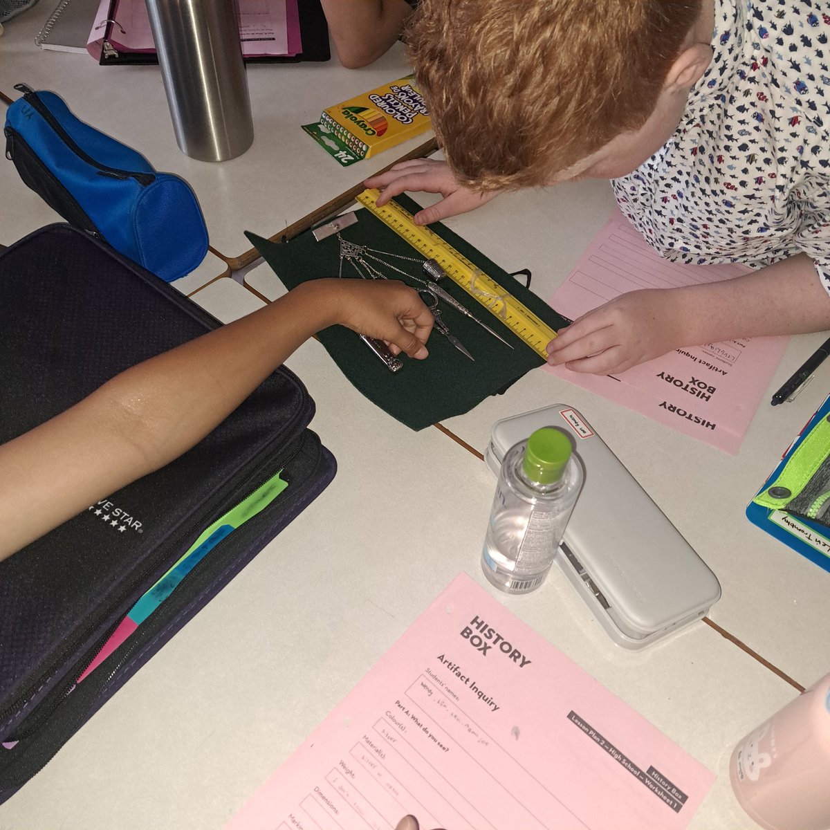 Artifact Inquiry with the <a href="/CanMusHistory/">Museum of History</a> History Box in grade 7 today. @RmsMiddle