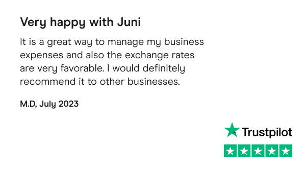 Low FX fees and streamlined expense management - That’s what we’re here for!

#GetJuni #BuiltForDigitalCommerce