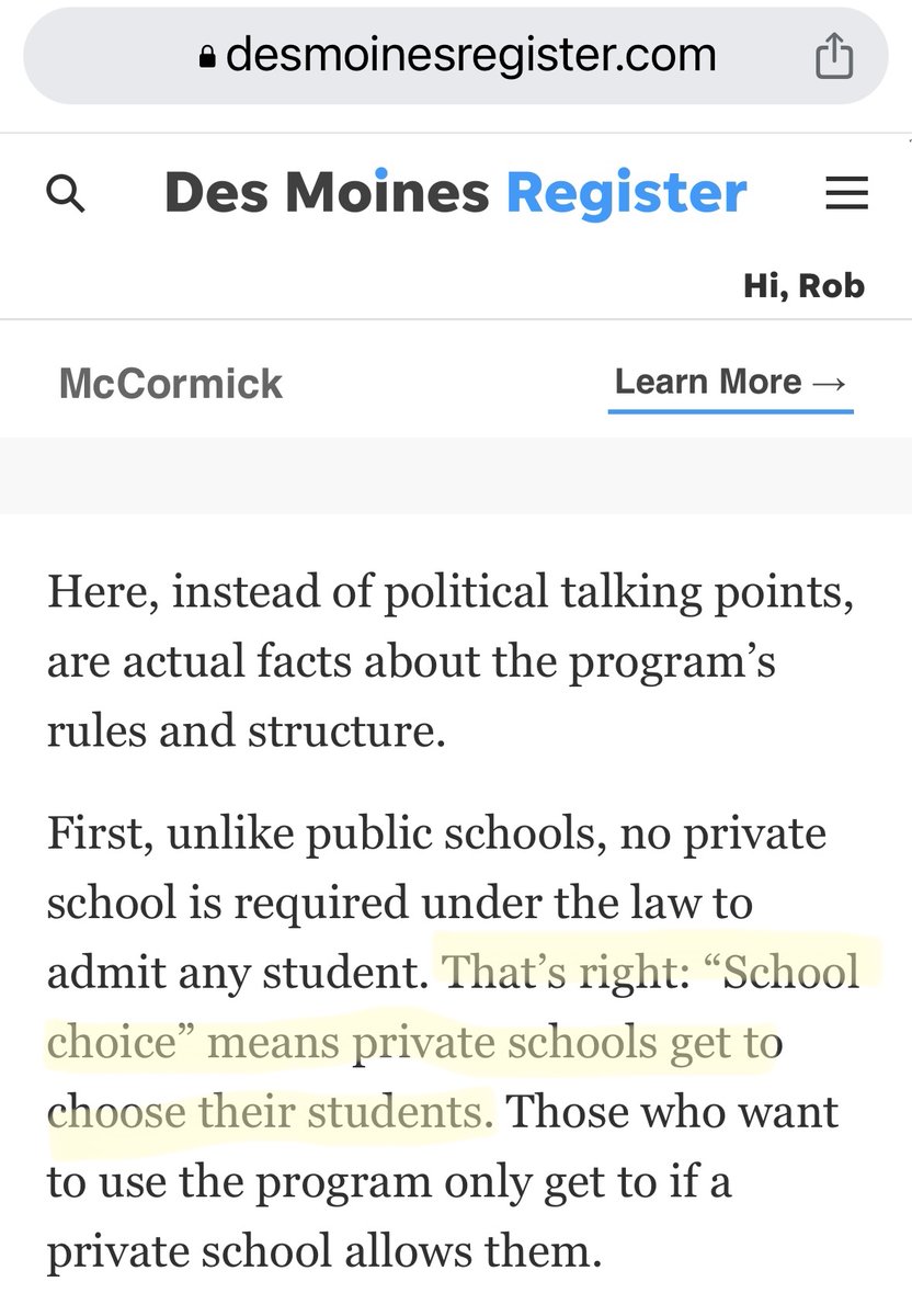 RobSandIA's tweet photo. Added some more facts to the conversation about school vouchers in an op-Ed. Here’s some literal highlights! https://t.co/0OqRh75lWH