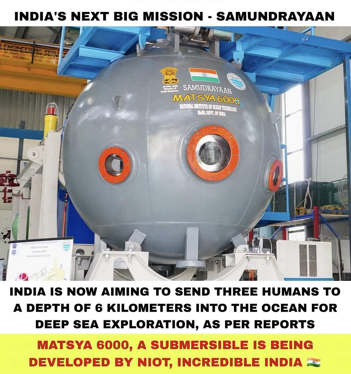 RegimentDiaries's tweet photo. After India's successful space missions Chandrayaan-3 and Aditya L1, India is set to launch Samudrayaan 💪 

#samundrayaan https://t.co/XICO9TR0qY