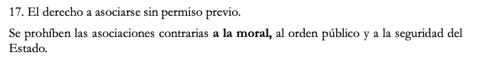 Y dice:
Se prohiben asociaciones contrarias a la moral.....