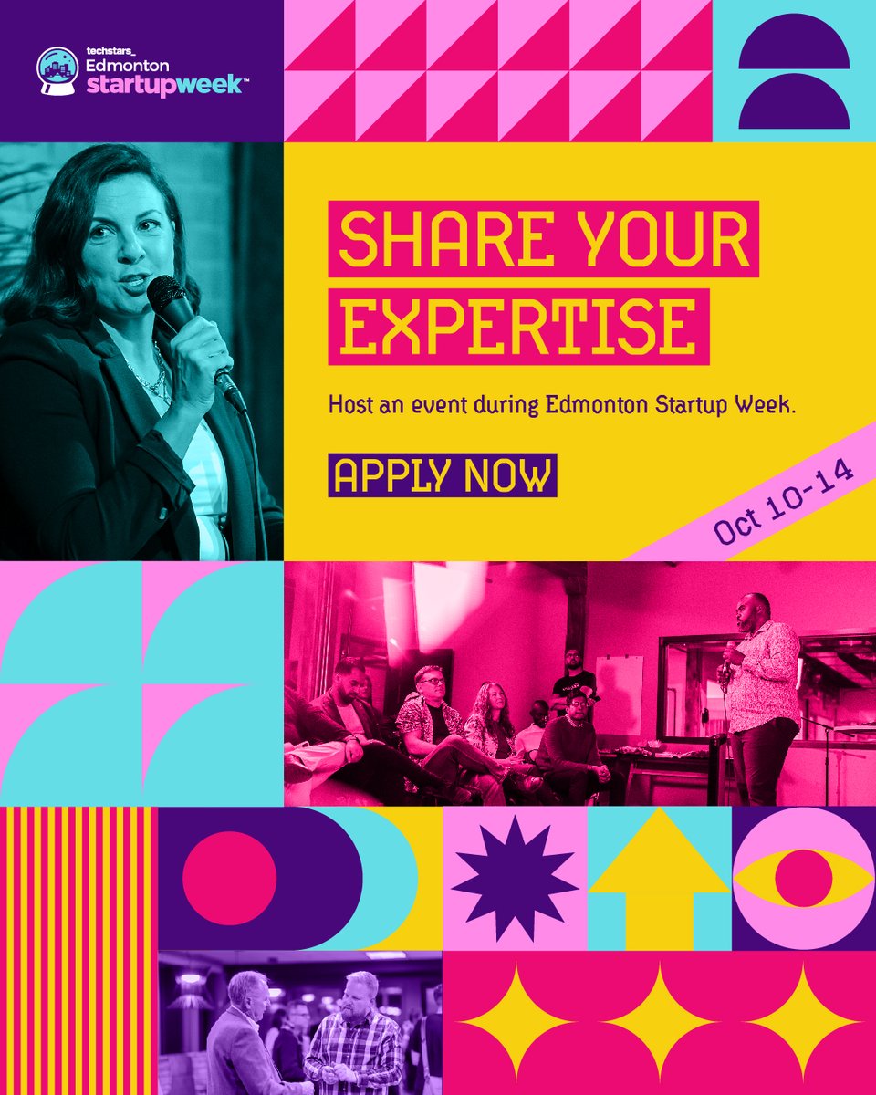 It's not too late to host an event during Edmonton Startup Week (#yegsw23)

Apply here 🎯 edmontonstartupweek.com/application-co… 

We're less than ONE month away from Edmonton Startup Week. Want to be part of the magic? We're closing community host applications soon as the calendar continues to