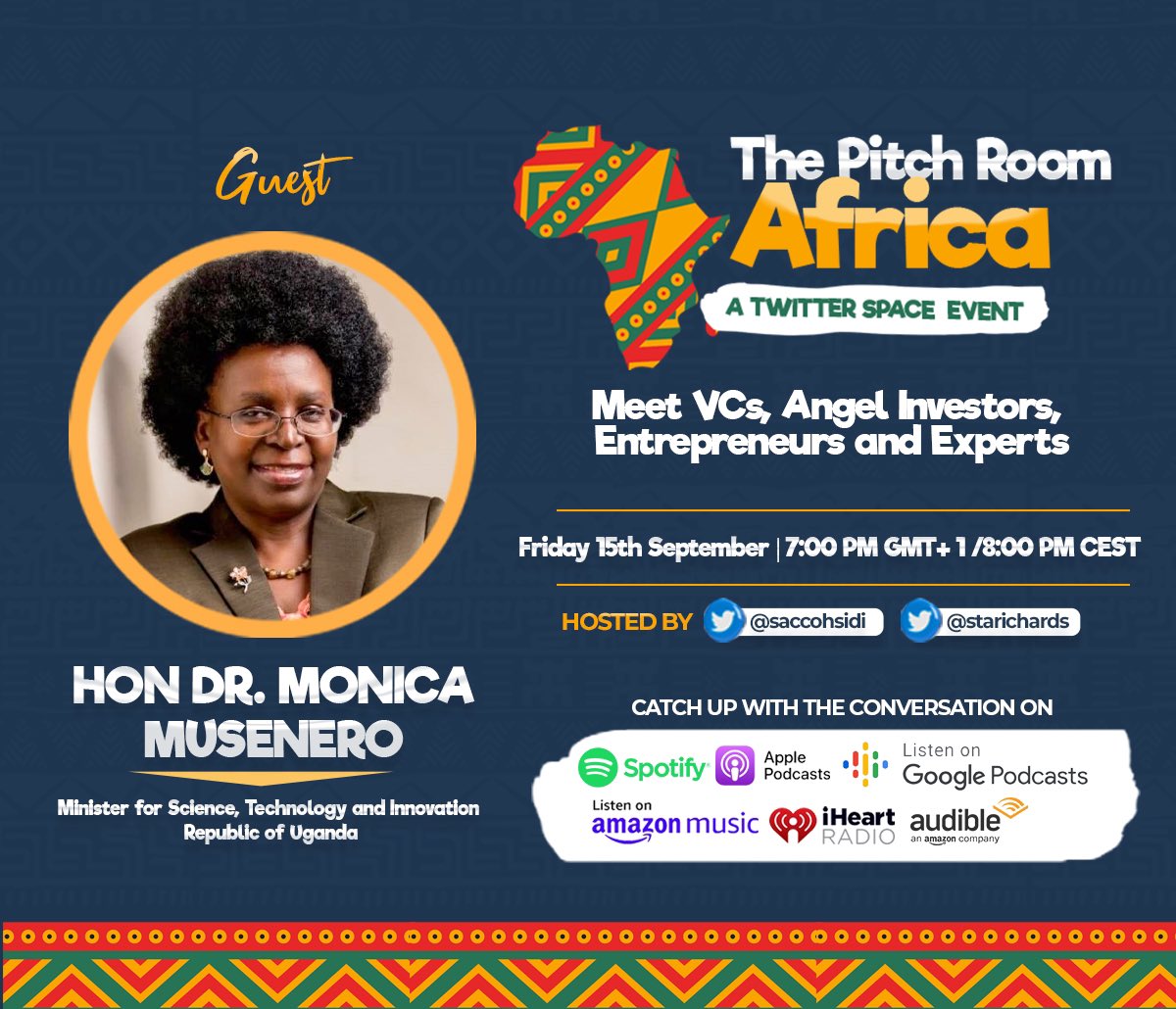 Miss if you must, Uganda's Science, Technology and Innovation minister @DrMusenero will be live on Africa's leading Tech Podcast. 1. What can be done to make Uganda & Africa's start-ups more sustainable? 2. Is the African Continental Free Trade Area (AfCFTA) the silver bullet…