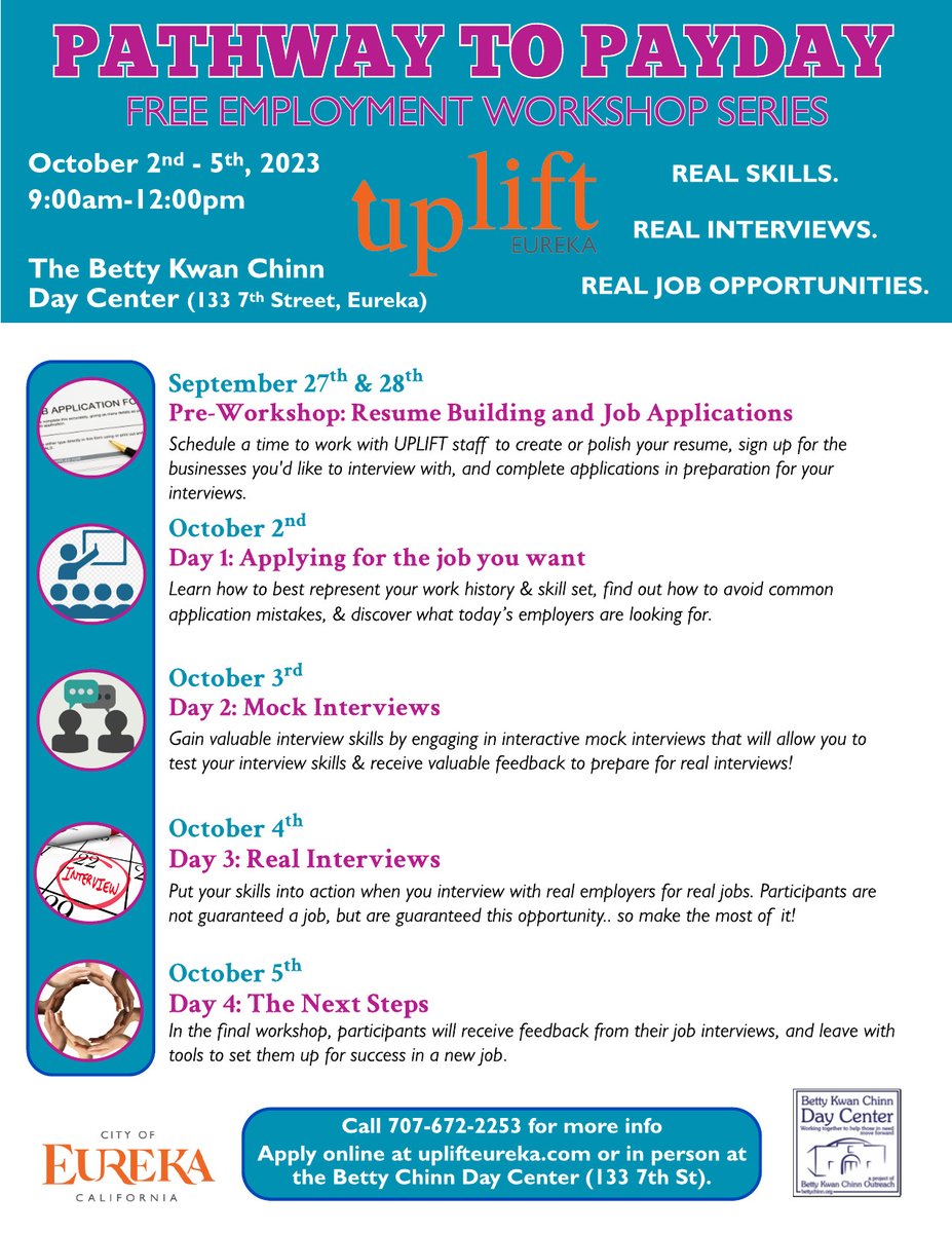 As Summer begins to cool down, open employment positions are heating up! If you're looking for work, sign up for our next Pathway to Payday Employment Workshop Series today!