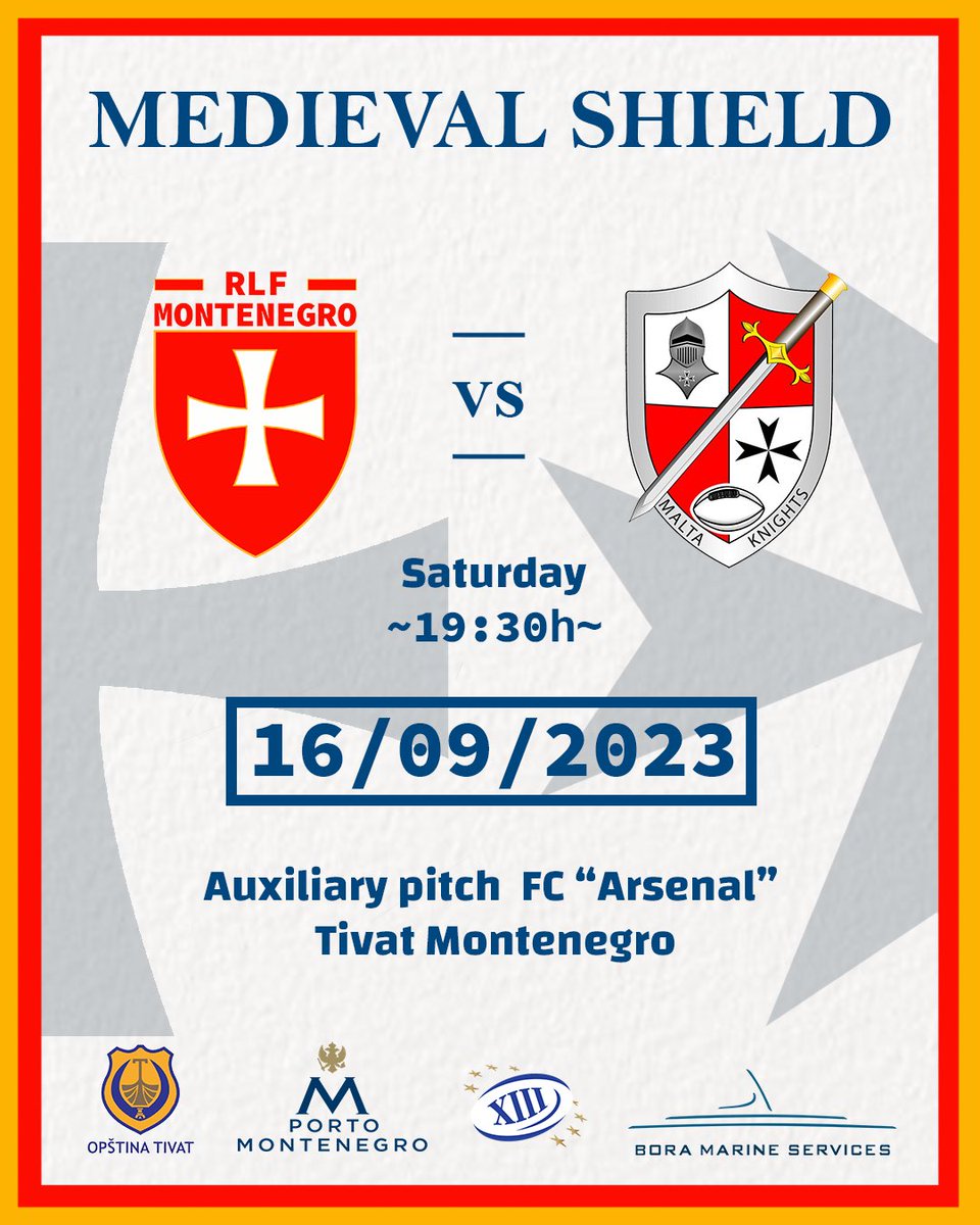Join us for a rematch of the “Medieval Shield” , a rugby league match between Montenegro and Malta!
🏉🇲🇪🇲🇹
#montenegrorugbyleague #maltarugbyleague #EuroRugbyLeague #internationalrugbyleague