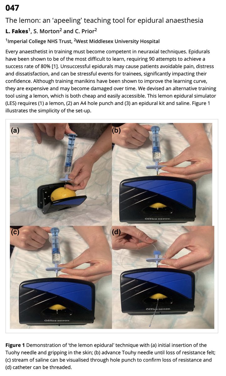 Surely the award for best title goes to #47: 

"The lemon: an ‘apeeling’ teaching tool for epidural anaesthesia"

👏👏👏