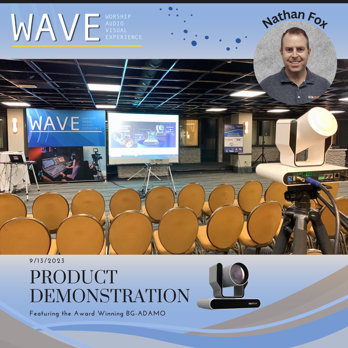 BZBGear's tweet photo. The Fox Den is in #Kentucky today! Nathan Fox, Global Technical Support Director, will showcase the award-winning BG-ADAMO to attendees of Worship Audio Visual Experience - @wave_av
We will provide updates on this soon so stay tuned!
.
.
.
#wave2023 #churchtech #churchleadership #proav #avtweeps #liveproduction #videography #TechNews