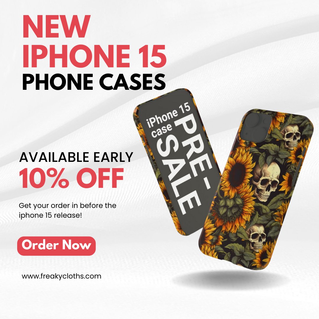 🌟 Get ready for the #iPhone15 launch in style! 📱 Pre-order our exclusive series of iPhone 15 cases now and enjoy a 10% discount using code IP15PRE. Be the first to blend innovative protection with unmatched style! #ProtectInStyle #PreReleaseOffer

freakycloths.com/product-tag/ip…