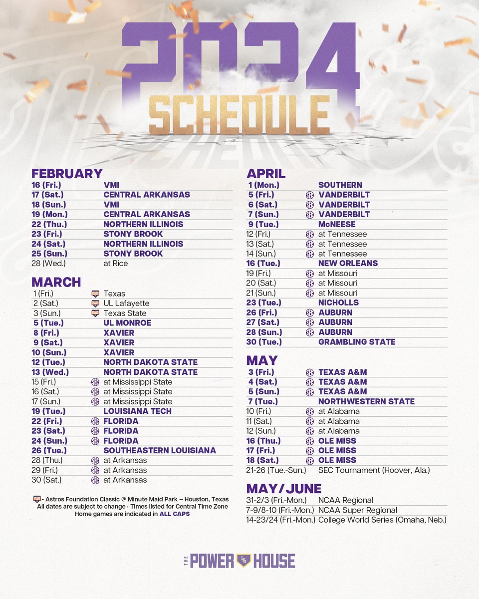 LSUbaseball's tweet photo. Your Spring plans are ready to be booked

📄 https://t.co/8r9Z1WHtxh https://t.co/E6X70s1PSl