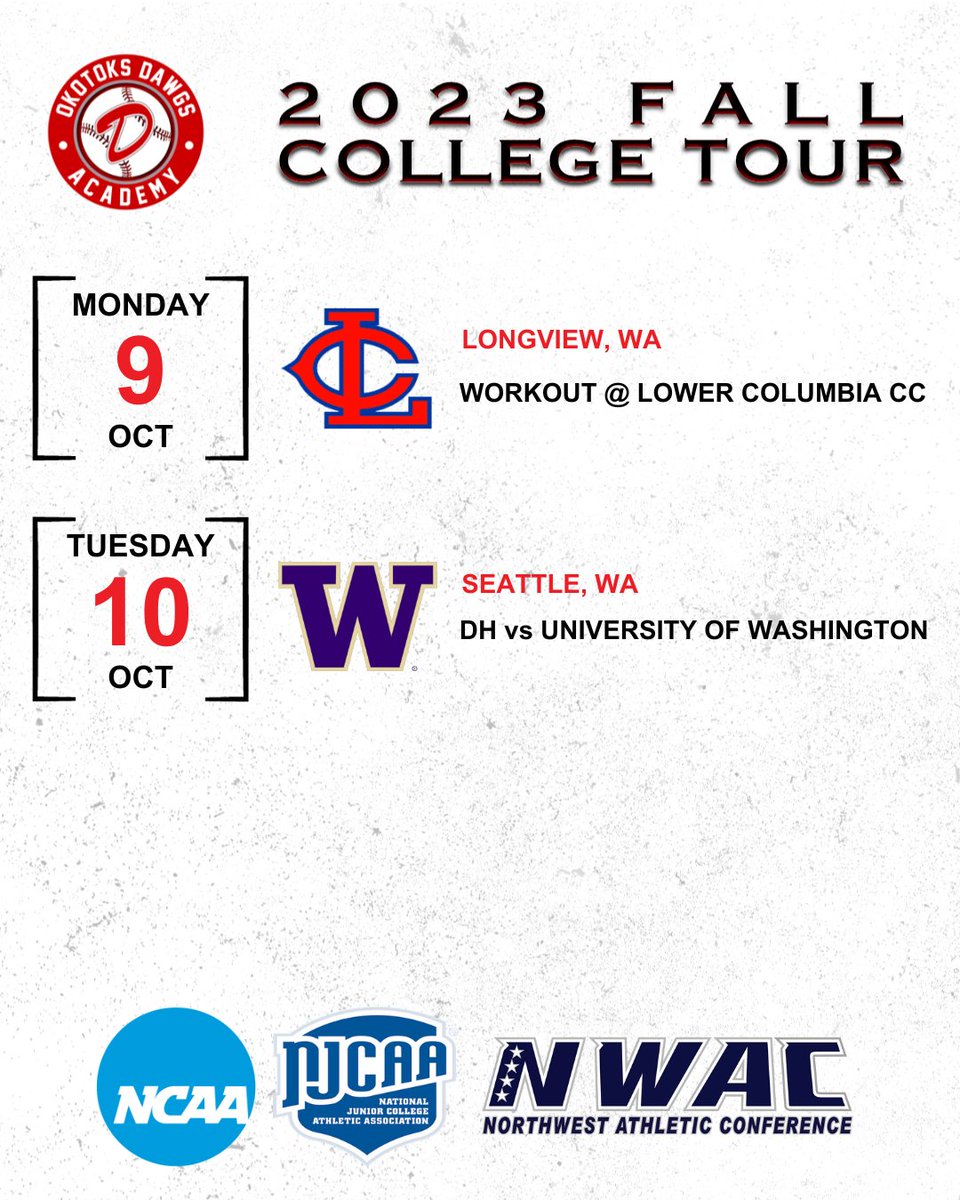 📢 Dawgs Academy 2023 Fall College Tour Schedule 📢 #dawgs #baseball #dawgsadvantage #fallcollegetour #collegebaseball #ncaa #njcaa #nwac #juco #d1 #opportunities