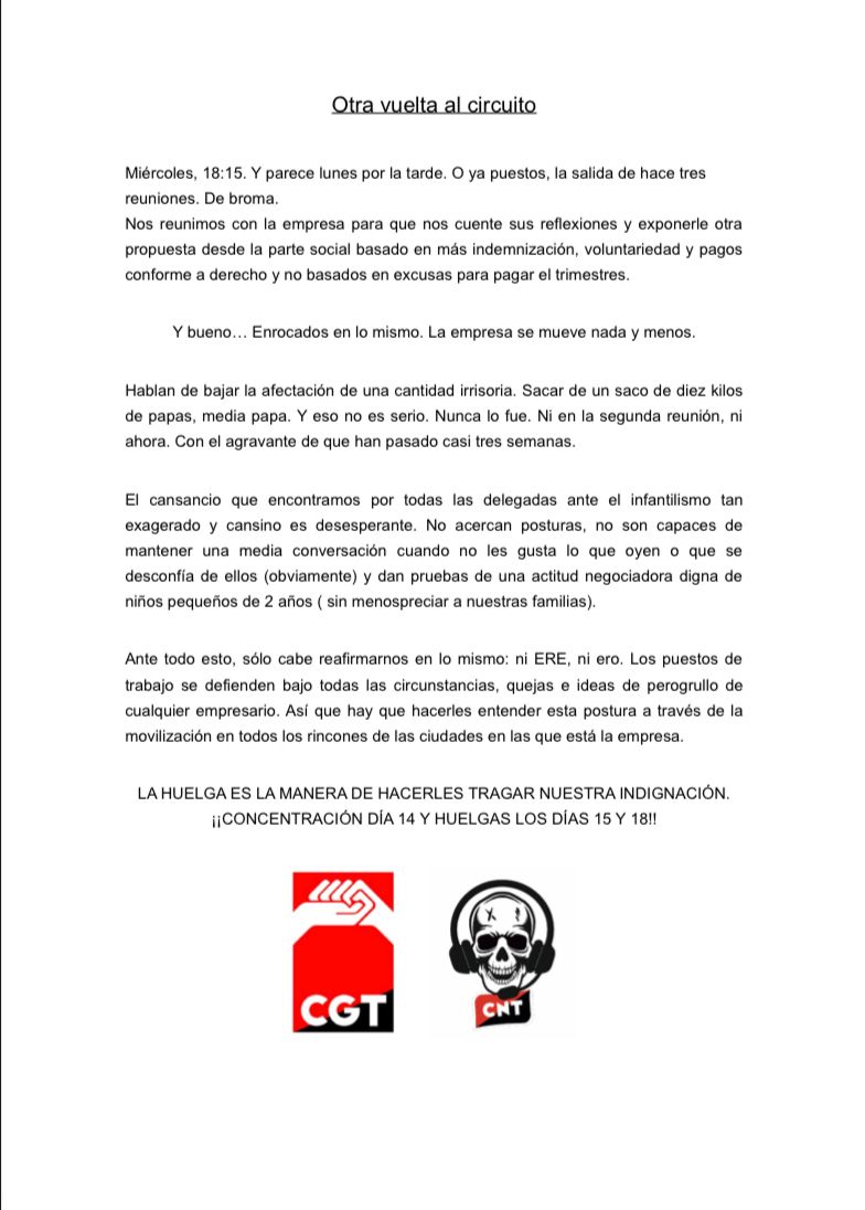 Mesa negociadora 6' reunión:

Parte social: Hay que ser consecuentes, maduros y dar todas las pruebas para poder negociar con responsabilidad.

Parte empresarial: Mira yo qué sé ya, Paco.