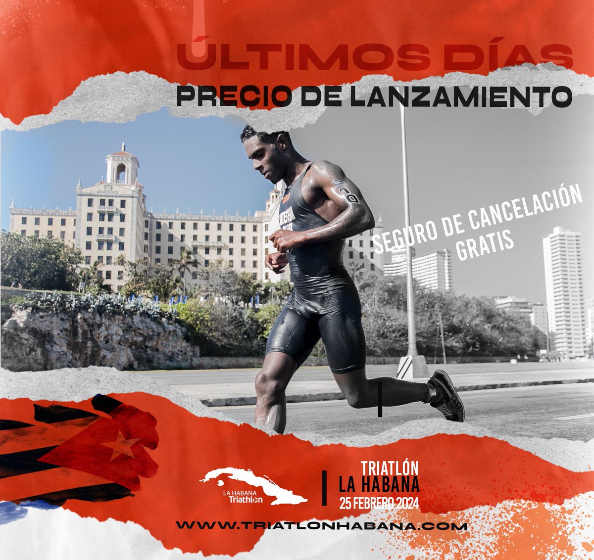 🤔¡Experimenta el beneficio de inscribirte en el Triatlón de La Habana!

🔍 Te regalamos el seguro de cancelación .

⏰ ¡Sólo hasta el viernes!

⤵️inscripciones 

triatlonhabana.com/inscripcion?tp…

#triatlondelahabana #triatlon #hotelnacionaldecuba #iberojet #fetri #sport #lahabana #cuba