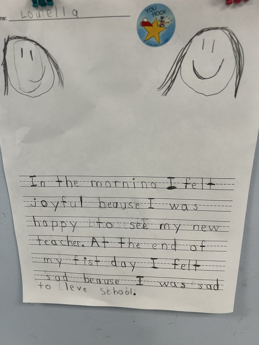 I came upon this piece of student work displayed in the hallway at Mary R Fisher Elementary School. 

This pulls at your 💖 heartstrings.