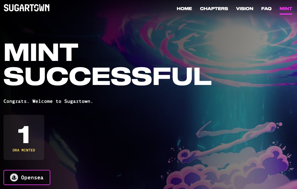 Kuhi_web3's tweet image. Just freeminted @visitsugartown! Fantastic minting experience and great support from the team. Can't wait to experience what is being built. Bullish on @zynga! LFG #SugarTown #Oras