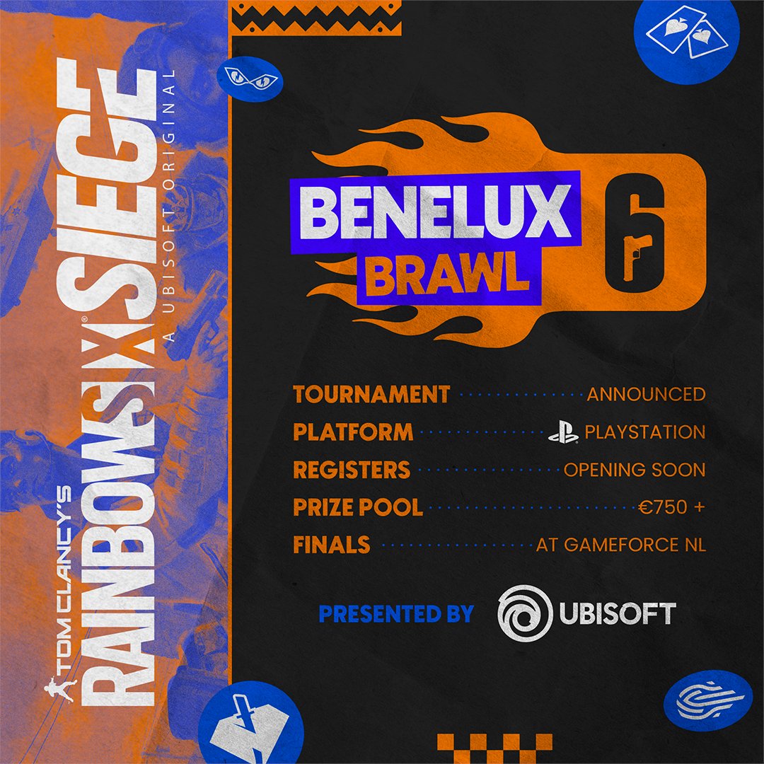 R6CON's tweet image. 🔥Benelux Console is back! 🔥

Participate in the online qualifier and play the LAN Finals @GameForceNL, we'll be there too!

🗓️ September 23rd 
🕐 Qualifier Starts at 13:00 
🎮 Playstation (&amp;amp; Xbox online!) 
🚀 Sign Up now: ubi.li/uyvN4 

#R6BeneluxBrawl  #R6CON