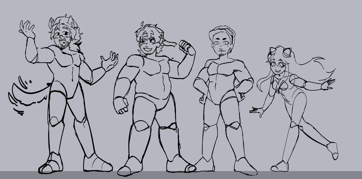 okay so, heres the anatomy line up!

what this is basically is a way for me to remember how each body type looks like and such
AND lets me design quickly new outfits for everyone :D https://t.co/xCkXb87Ekn 
