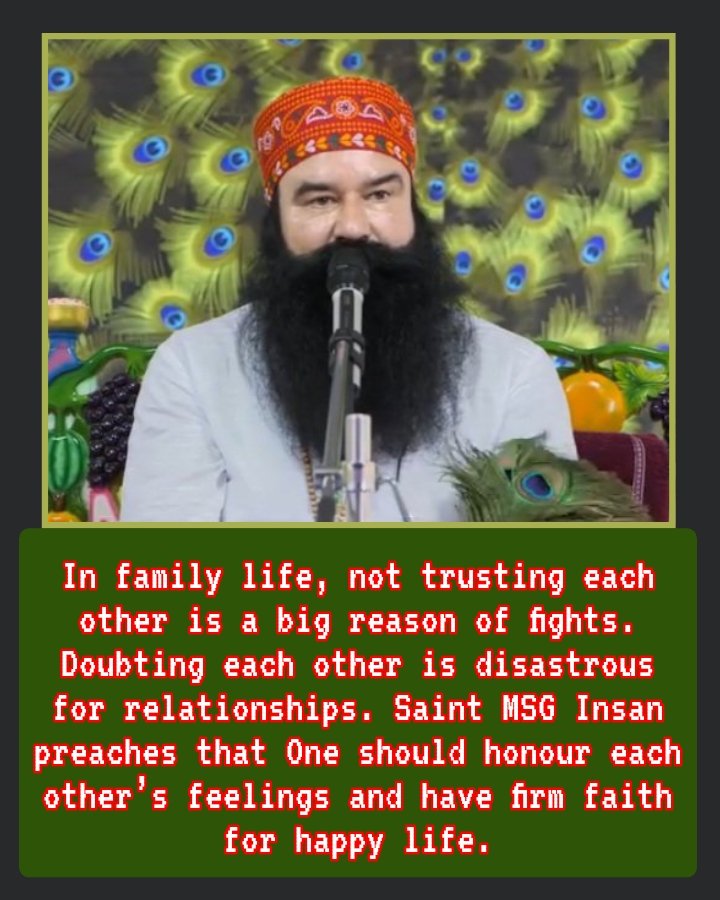 monika_arora8's tweet image. The concept of joint family is no longer there because of clashes between family members,not trusting each other. Saint MSG Insan says the only way to have a happy family is by respecting each other decisions, feelings&amp;amp; having faith among family.
#TipsForHealthyRelationship