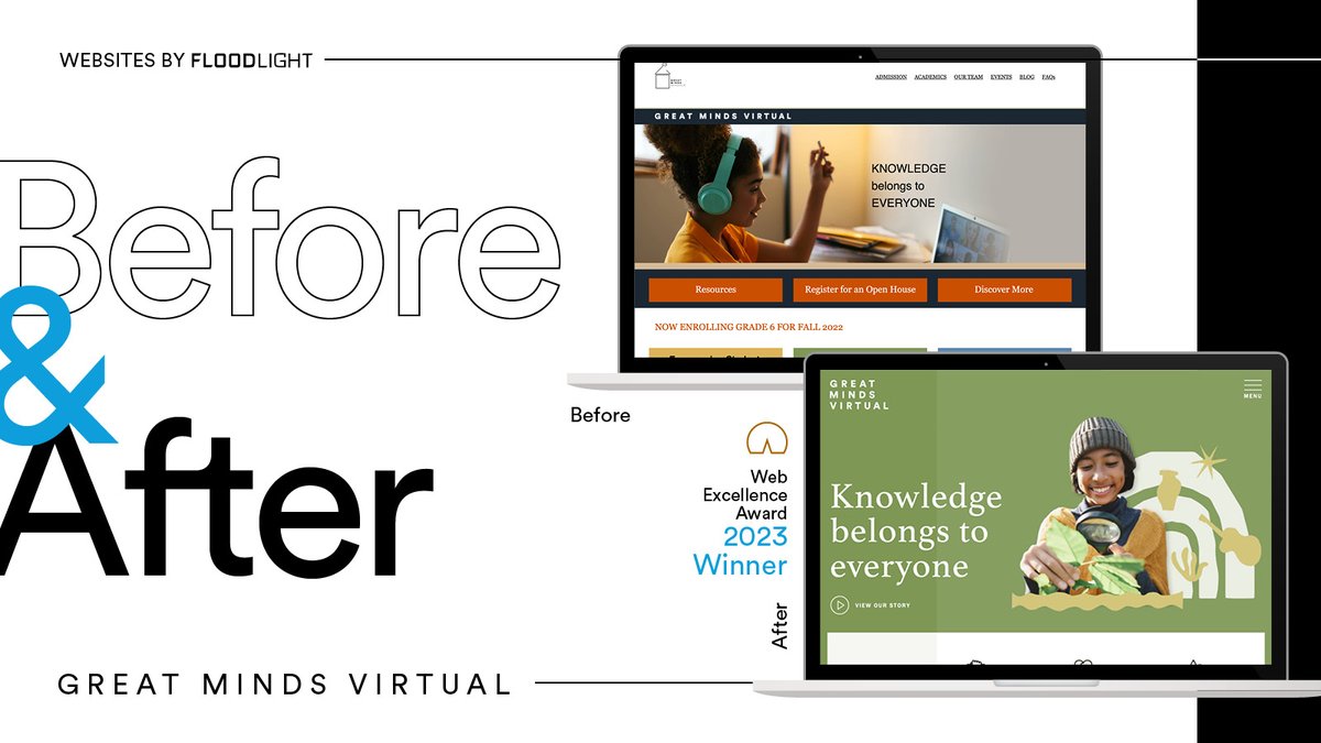 Floodlight's tweet image. Before and After! 

Check out: greatmindsvirtual.org
