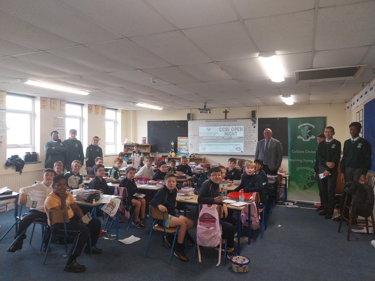 Chriost_Ri's tweet photo. Thanks to @BunscoilC for their warm welcome today. It was great fun chatting with the pupils re our opening night on Wednesday 20th Sept. Hope to see you all again in CCRí on our opening night. #pbst #inspiringyoungminds https://t.co/temU63lOCZ