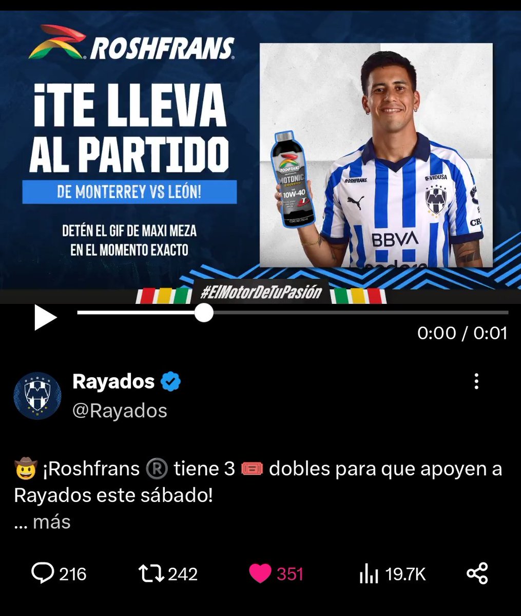 O5W4LDO's tweet photo. @Rayados @RoshfransMX Por eso Maxi juega con todo usa ROSHFRANS  #ElMotorDeTuPasión  #ArribaElMonterrey https://t.co/3T4N8aBVjg