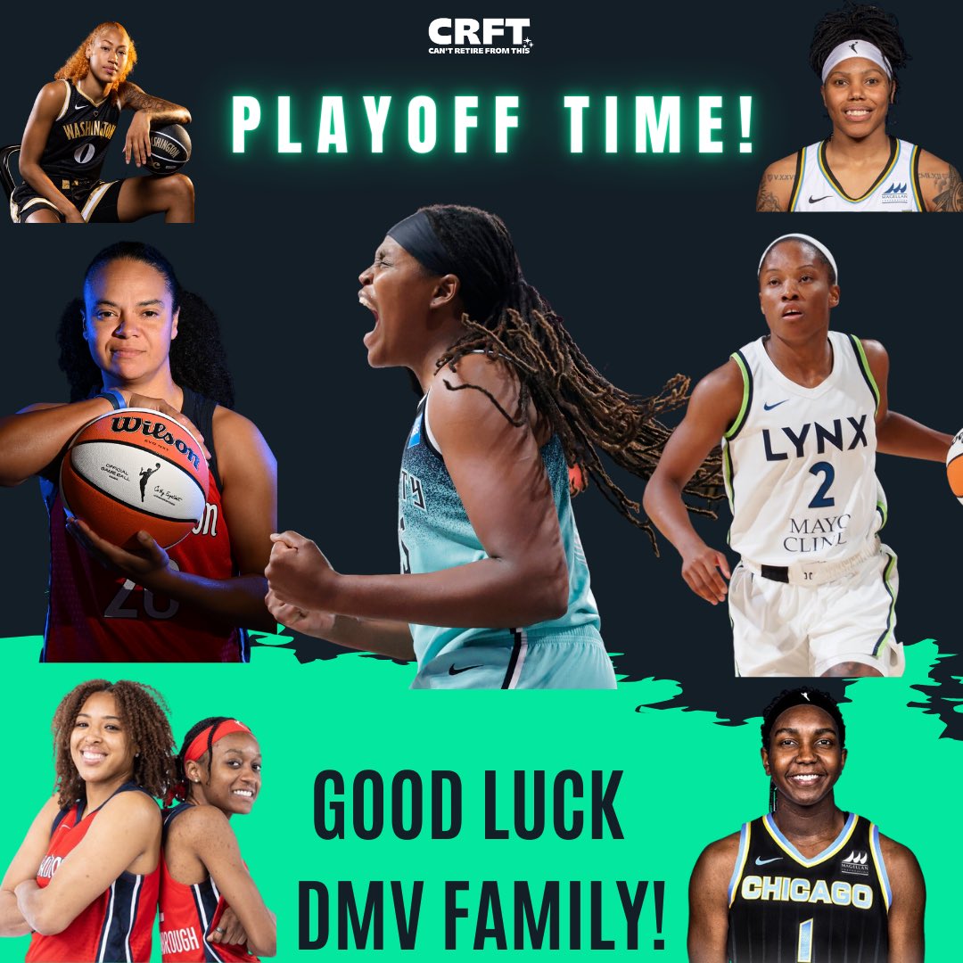 cantretireproj's tweet photo. IT’S PLAYOFF TIME! 🏀🏀🏀

Best of luck to our DMV family! 🏆

#forthedmv #wnbaplayoffs #wnba #wnbaplayoffs2023 #jonqueljones #lindsayallen #kristitolliver #shakiraaustin #tiannahawkins #shatoriwalkerkimbrough #robynparks #elizabethwilliams https://t.co/u2aSILXExL