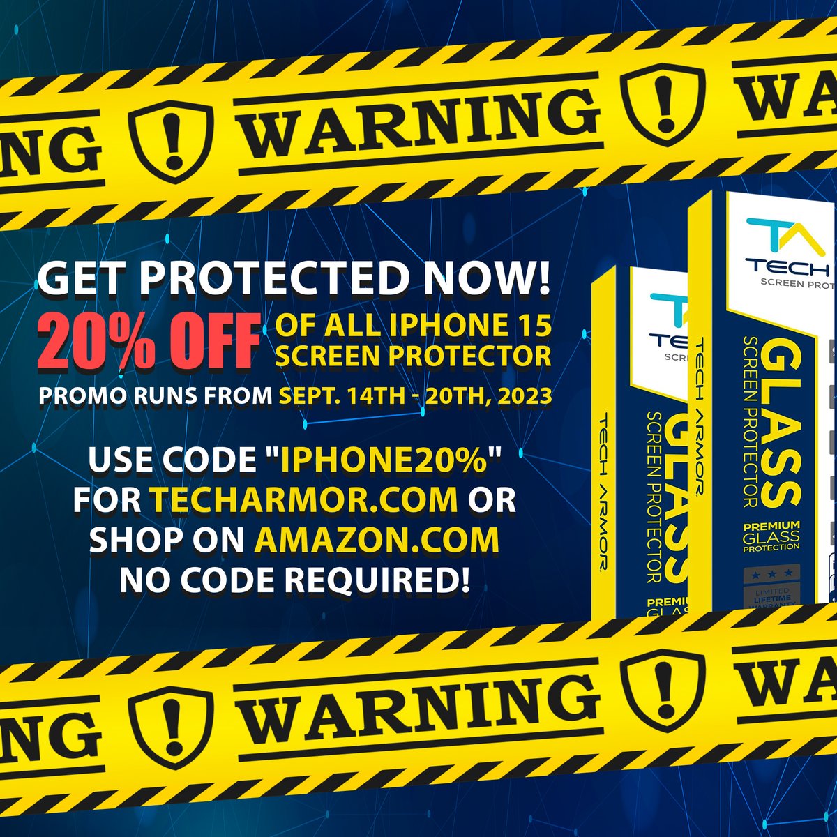 TA_TechArmor's tweet image. Did you really just spend $1000+ on a new iPhone without Tech Armor to help protect your screen?

Get protected now! 20% off of all iPhone 15 screen protector. Promo runs from Sept. 14th - 20th, 2023

Check the info below ⬇️

#iPhone15 #TechArmor #YouPlayWeProtect