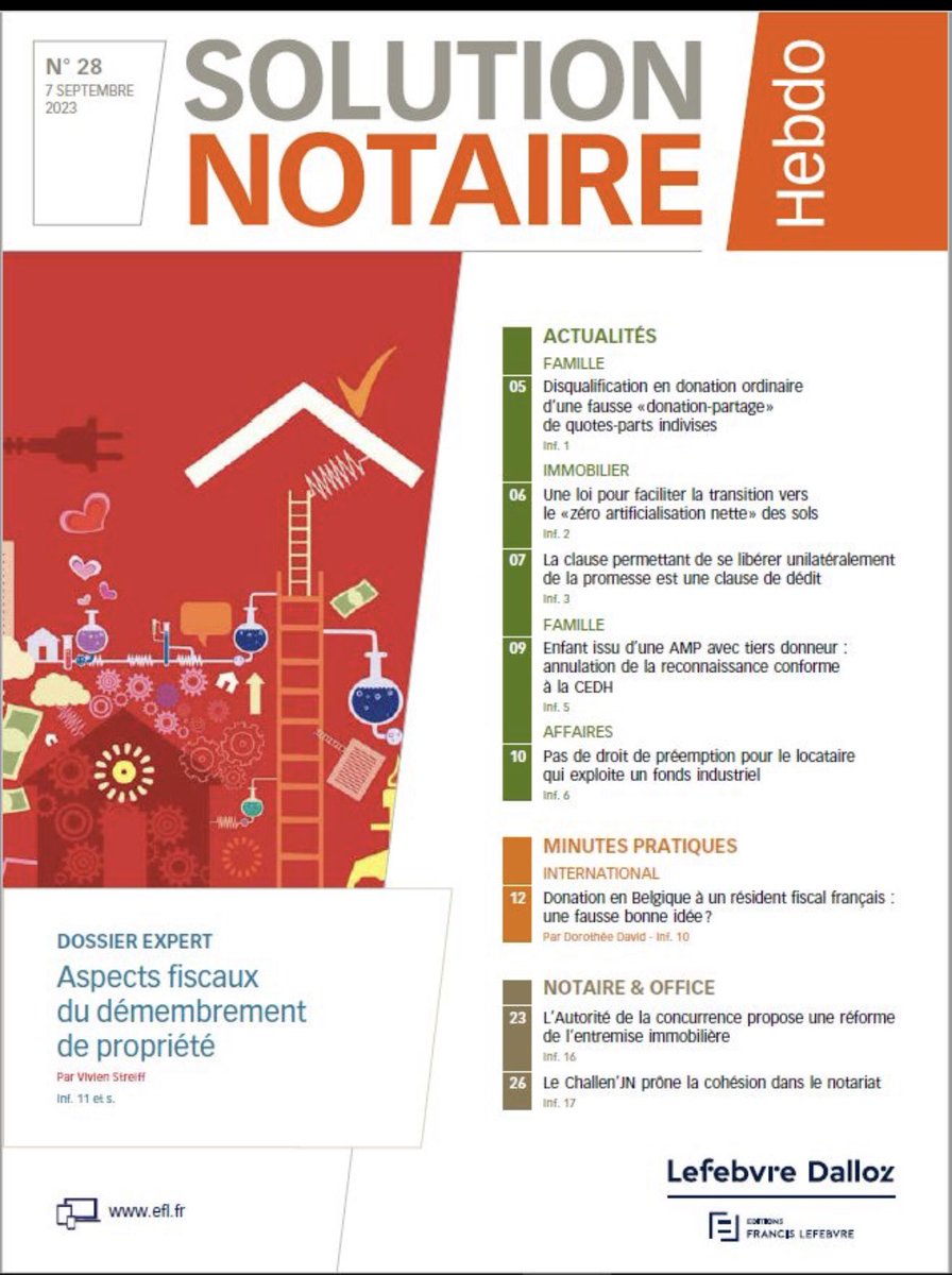 À lire dans le dernier numéro de <a href="/SolNotHebdo/">Solution Notaire Hebdo</a> le second volet de la chronique annuelle de <a href="/StreiffV/">Vivien Streiff</a> consacré aux aspects fiscaux du démembrement de propriété. #usufruit #propriete