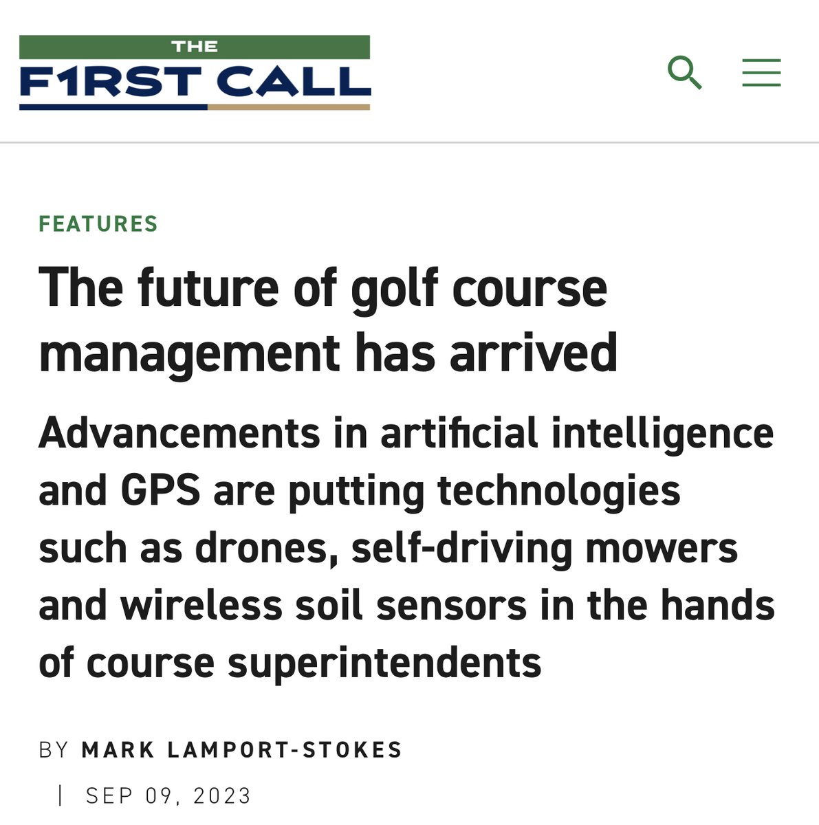 Advancements in AI and GPS are putting technologies such as drones, self-driving mowers and wireless soil sensors in the hands of course superintendents.

Thank you to the <a href="/USGA/">USGA</a> for their involvement in this tech-driven, course management article. ⛳️

firstcallgolf.com/features/featu…