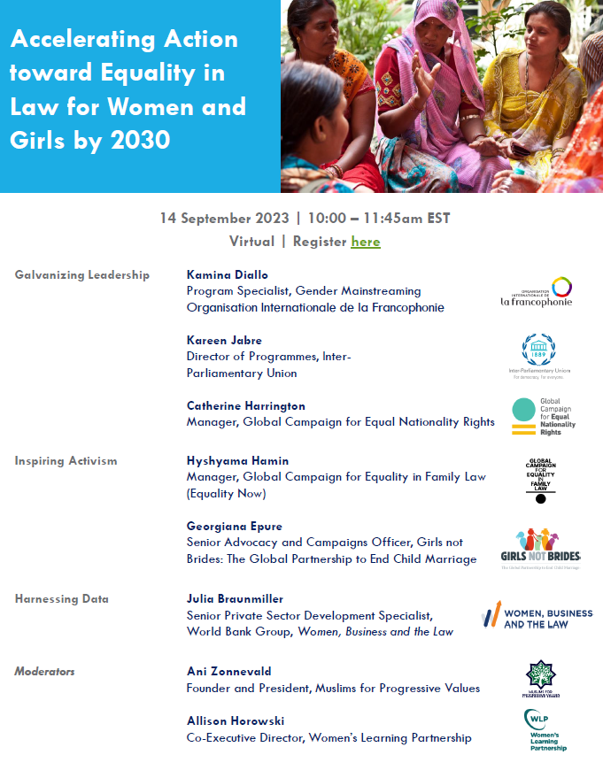 GirlsNotBrides's tweet photo. 🌟 Dive into a powerful discussion with our partners as we chart a path to eliminate discrimination in law by 2030!
Don't miss out – there's still time to register and be part of the change. Secure your spot now!
➡️Register here: https://t.co/gsNkz7Xbyf
#Equality2030 #Webinar https://t.co/W8MHDOV4xR