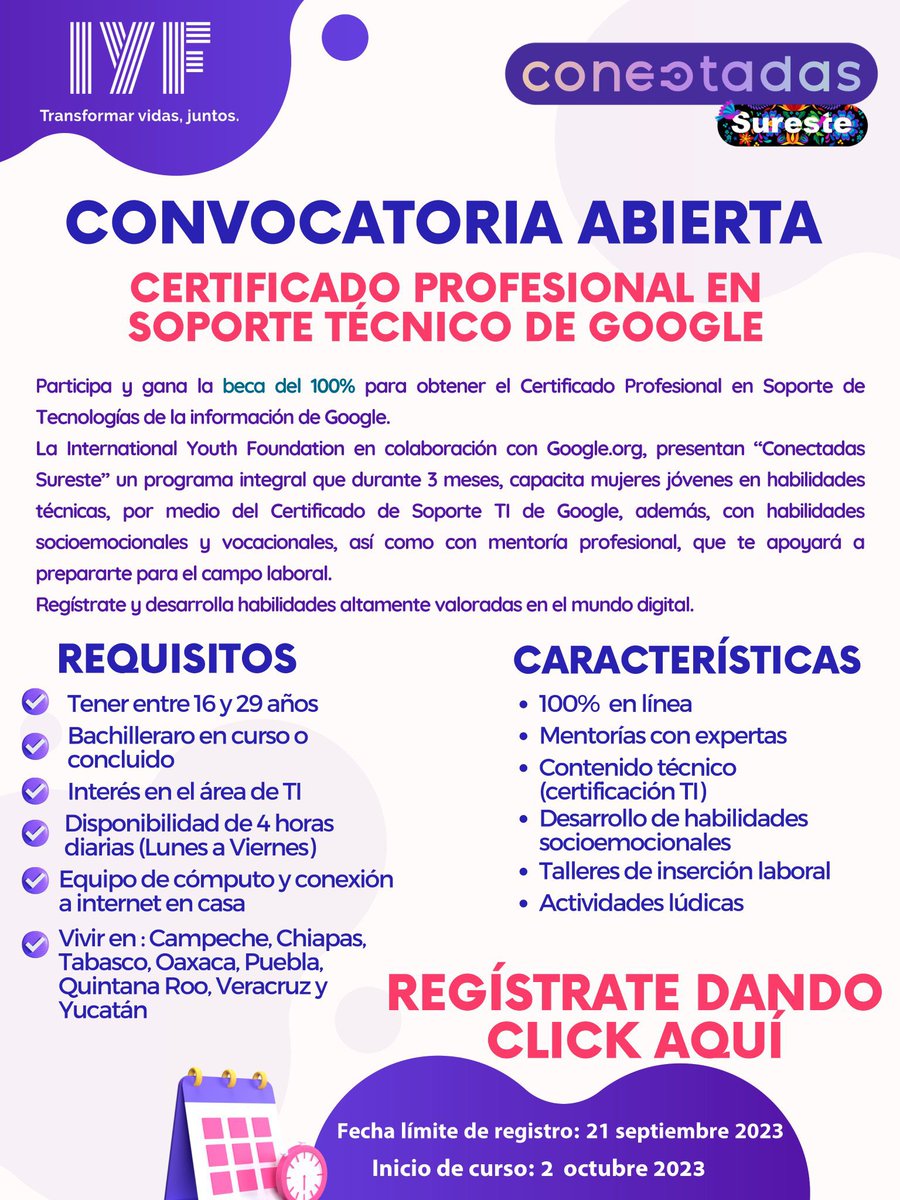 OficialUTP's tweet image. 🏫|#ConvocatoriasUTP 💻

Participa y gana la beca del 100% para obtener el Certificado Profesional en Soporte de Tecnologías de la Información de Google.

#SomosCastoresUTP 🦫

Consulta los requerimientos en la publicación.

⬇️⬇️⬇️⬇️