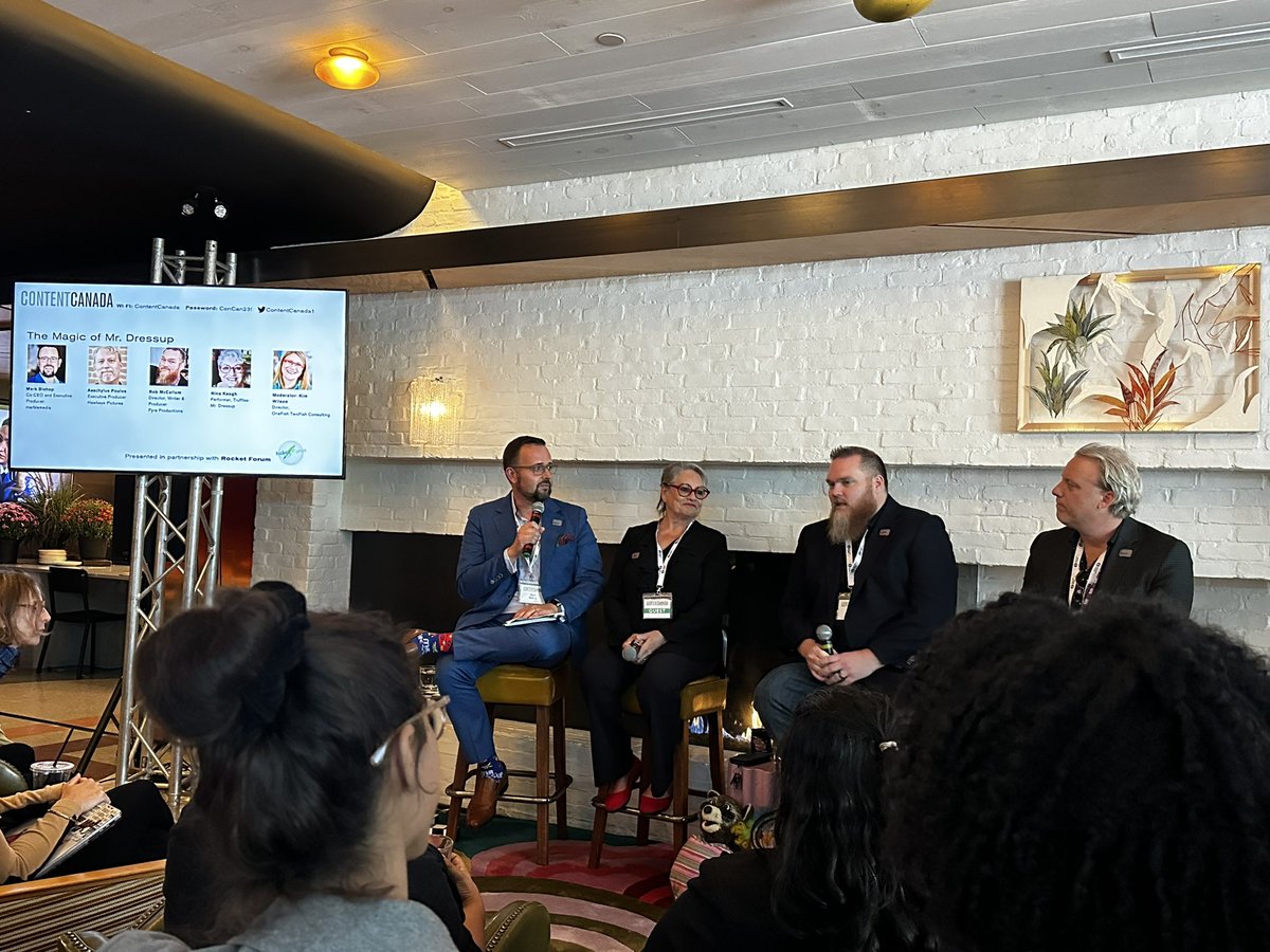 EmilyHoltby's tweet photo. Such a touching and fun panel on the making of the new Mr. Dressup doc. Can’t wait to see it
@marblemedia @hawkeyepictures @PyreProductions #ContentCanada #TIFF23 https://t.co/uM2TGXP6SQ